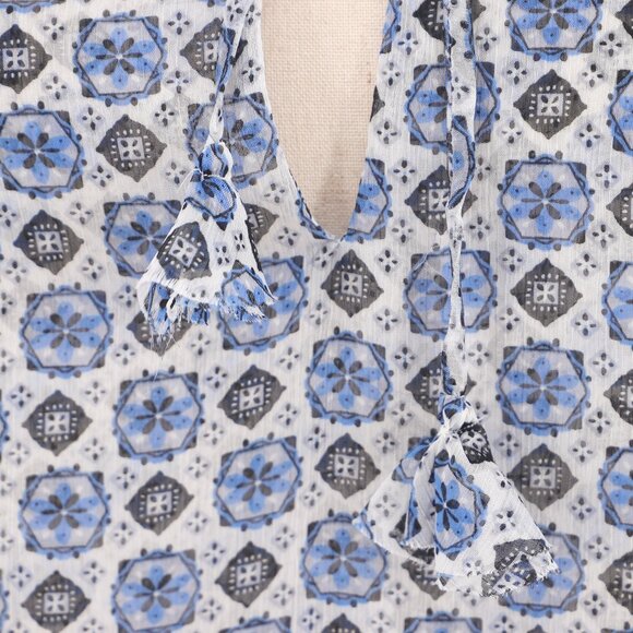 MISA LOS ANGELES Renata Chiffon Blouse Lightweight Blouson Sleeve Blue Size L - Picture 10 of 12